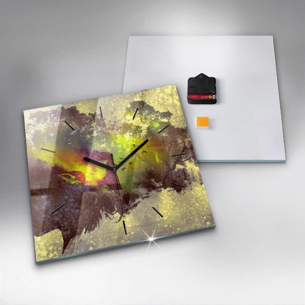 Ceas pătrat de perete din sticlă Femeie în pădure