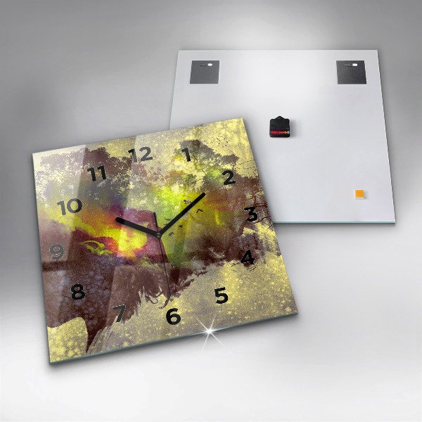 Ceas pătrat de perete din sticlă Femeie în pădure