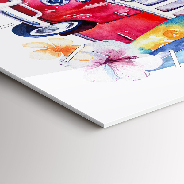 Ceas pătrat de perete din sticlă Mașină și inscripția Surfing