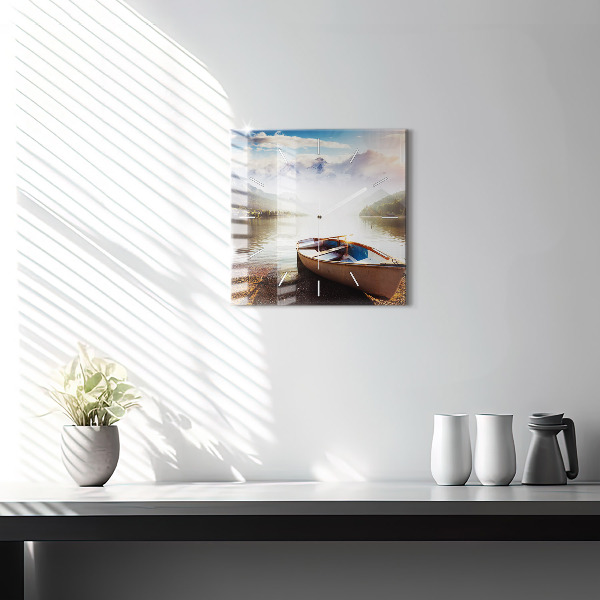 Ceas pătrat de perete din sticlă Vedere la lac