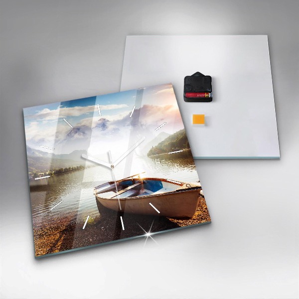 Ceas pătrat de perete din sticlă Vedere la lac