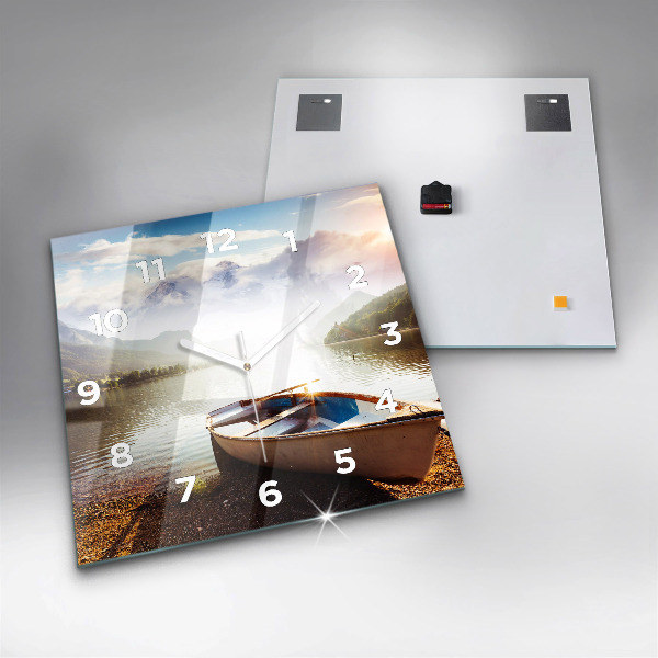 Ceas pătrat de perete din sticlă Vedere la lac