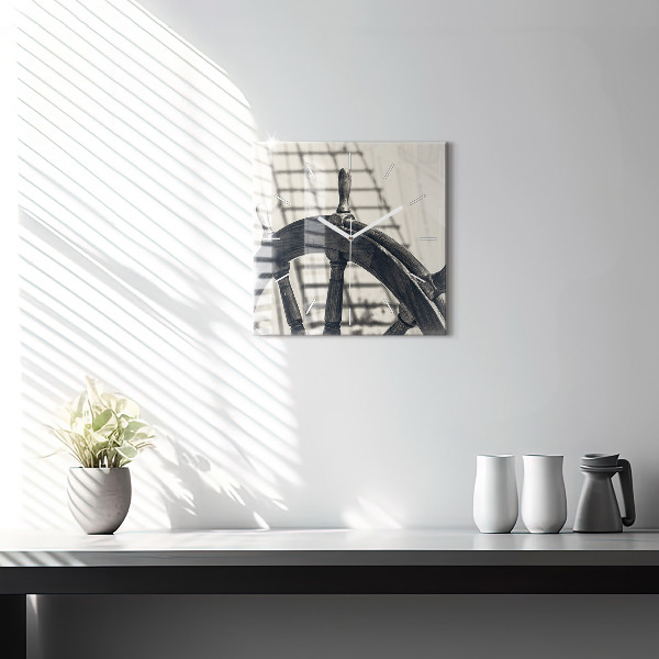 Ceas pătrat de perete din sticlă Nava veche