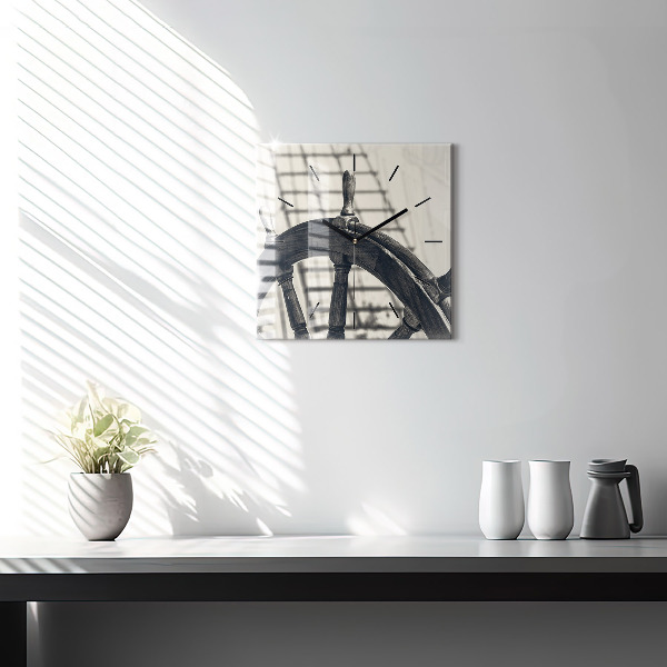 Ceas pătrat de perete din sticlă Nava veche