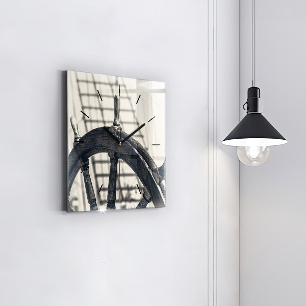 Ceas pătrat de perete din sticlă Nava veche