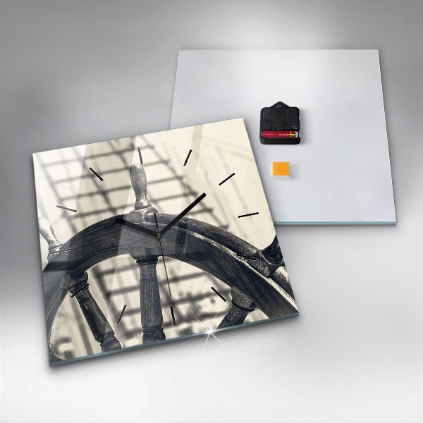 Ceas pătrat de perete din sticlă Nava veche