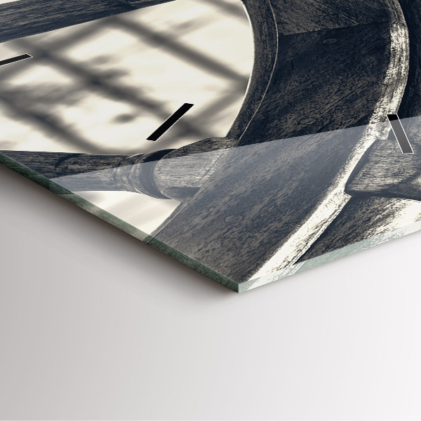 Ceas pătrat de perete din sticlă Nava veche