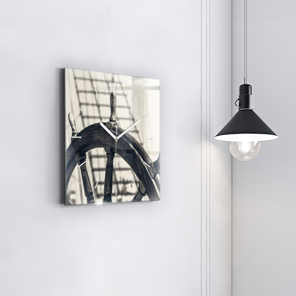 Ceas pătrat de perete din sticlă Nava veche