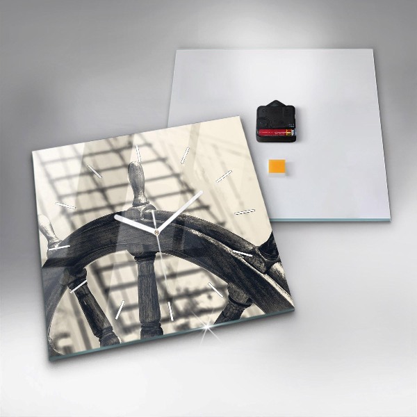 Ceas pătrat de perete din sticlă Nava veche