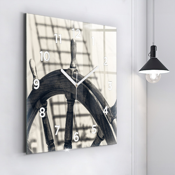 Ceas pătrat de perete din sticlă Nava veche