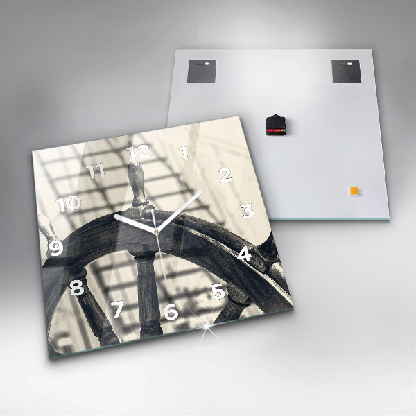 Ceas pătrat de perete din sticlă Nava veche