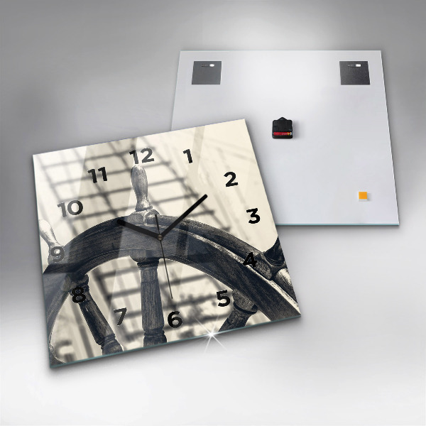 Ceas pătrat de perete din sticlă Nava veche