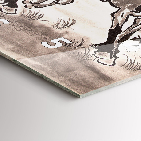 Ceas pătrat de perete din sticlă Cai în galop