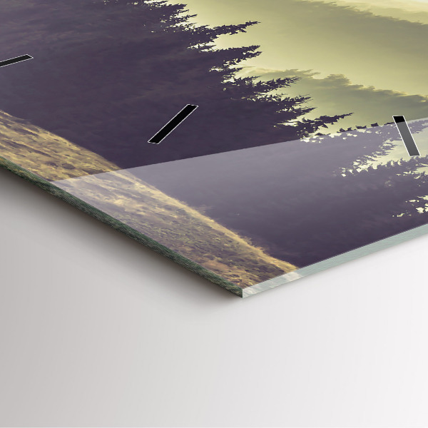 Ceas pătrat de perete din sticlă Pârtii de munți încețoși