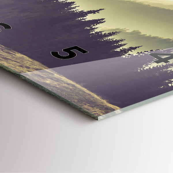 Ceas pătrat de perete din sticlă Pârtii de munți încețoși