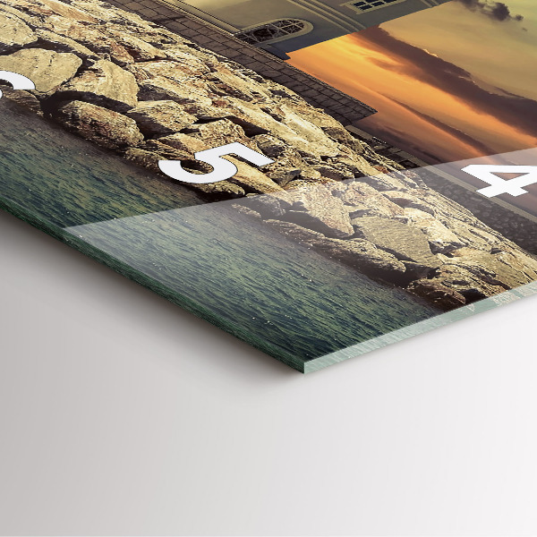 Ceas pătrat de perete din sticlă Far pe apă