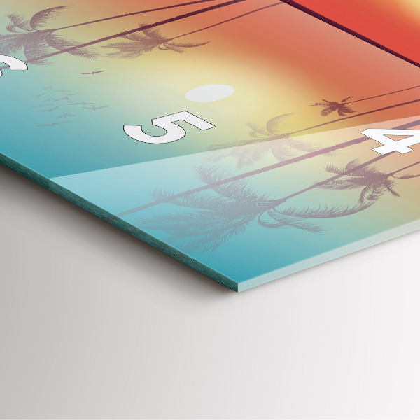 Ceas pătrat de perete din sticlă Palmieri tropicali