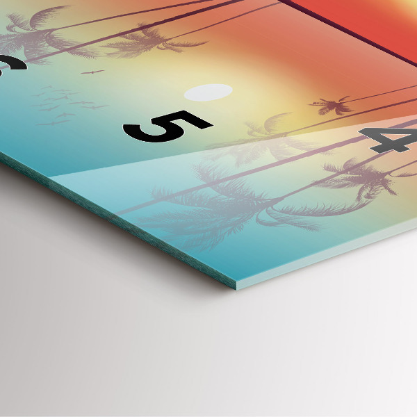 Ceas pătrat de perete din sticlă Palmieri tropicali