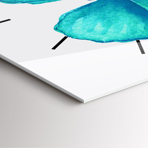 Ceas pătrat de perete din sticlă Fluture de vară turcoaz