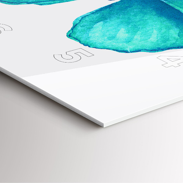 Ceas pătrat de perete din sticlă Fluture de vară turcoaz