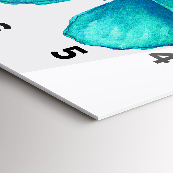 Ceas pătrat de perete din sticlă Fluture de vară turcoaz