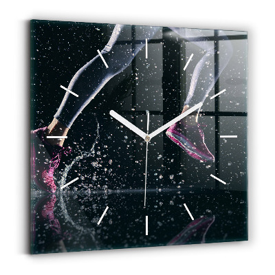 Ceas pătrat de perete din sticlă Stil de viață sănătos și alergare