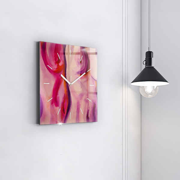 Ceas pătrat de perete din sticlă Pictura Femei