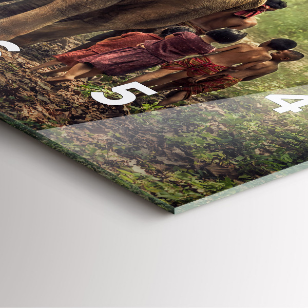 Ceas pătrat de perete din sticlă Copii care conduc un elefant