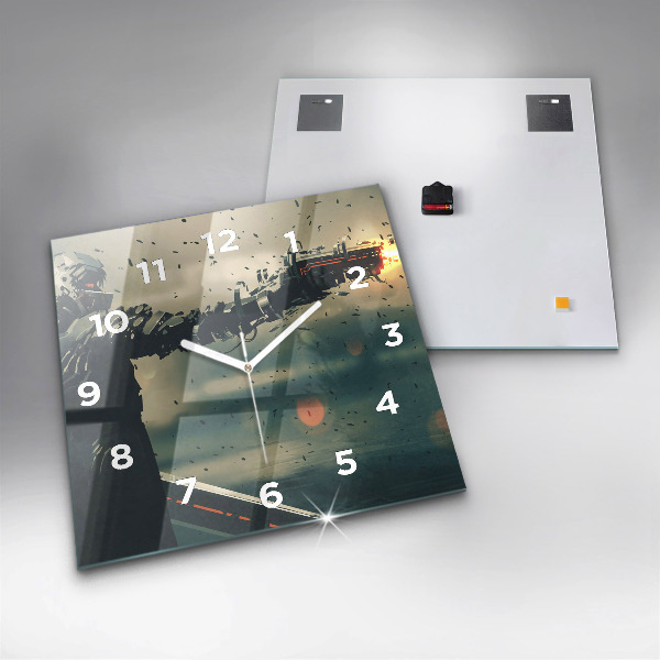 Ceas pătrat de perete din sticlă Joc cu arme letale