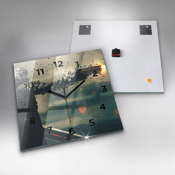 Ceas pătrat de perete din sticlă Joc cu arme letale