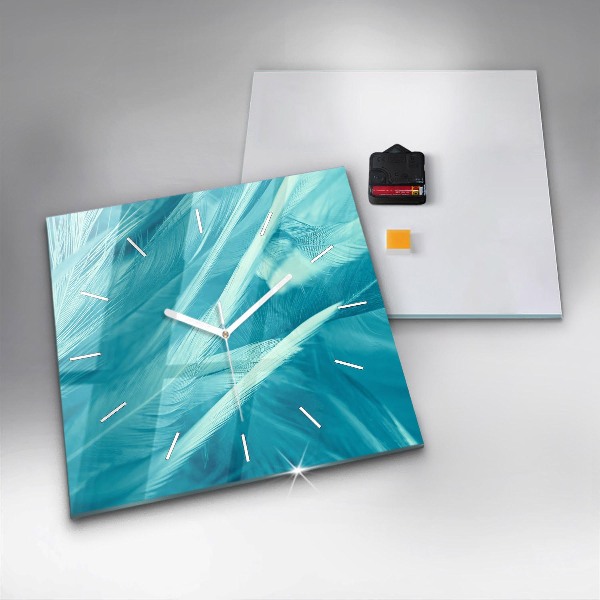 Ceas pătrat de perete din sticlă Vintage verde și turcoaz