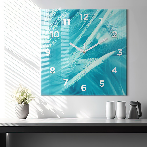 Ceas pătrat de perete din sticlă Vintage verde și turcoaz