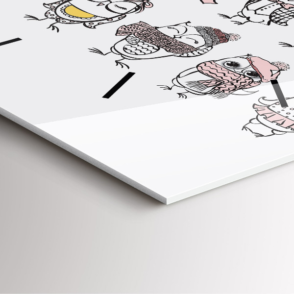 Ceas pătrat de perete din sticlă Poster de epocă cu bufnițe