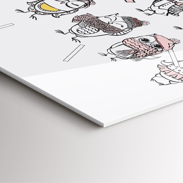 Ceas pătrat de perete din sticlă Poster de epocă cu bufnițe