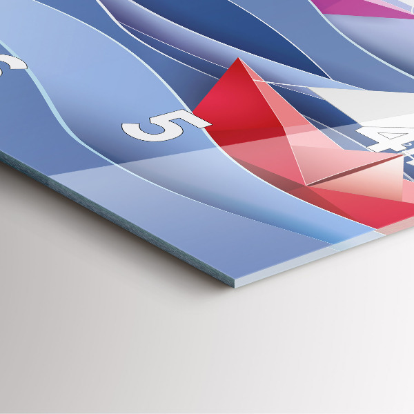 Ceas pătrat de perete din sticlă Barci cu pânze origami colorate