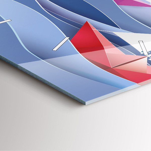 Ceas pătrat de perete din sticlă Barci cu pânze origami colorate