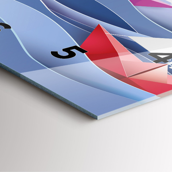 Ceas pătrat de perete din sticlă Barci cu pânze origami colorate