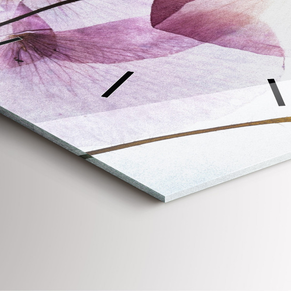 Ceas pătrat de perete din sticlă Flori uscate de mac