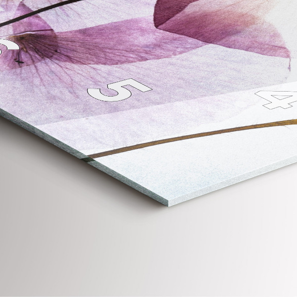 Ceas pătrat de perete din sticlă Flori uscate de mac