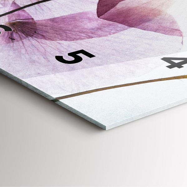 Ceas pătrat de perete din sticlă Flori uscate de mac