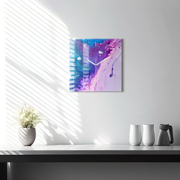 Ceas pătrat de perete din sticlă Fundal colorat