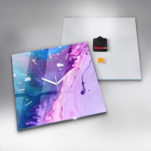 Ceas pătrat de perete din sticlă Fundal colorat