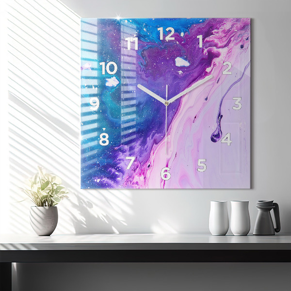 Ceas pătrat de perete din sticlă Fundal colorat