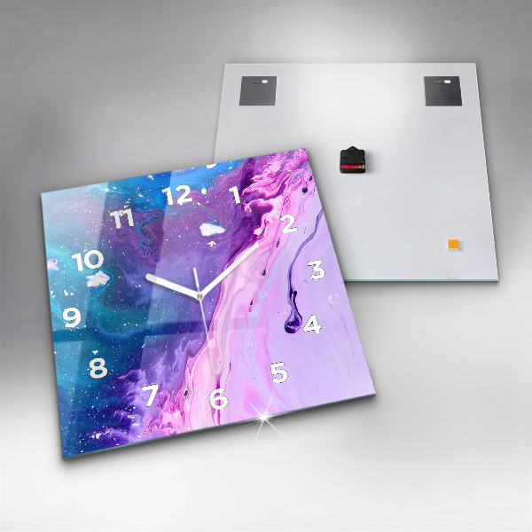 Ceas pătrat de perete din sticlă Fundal colorat