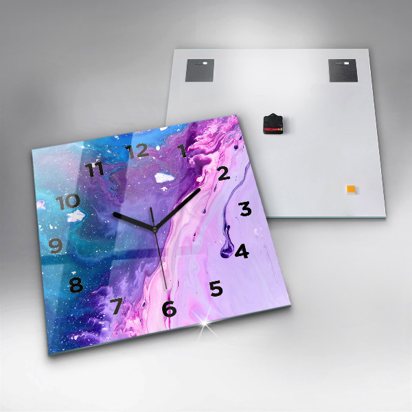 Ceas pătrat de perete din sticlă Fundal colorat