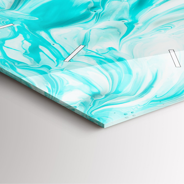 Ceas pătrat de perete din sticlă Abstracția albastră