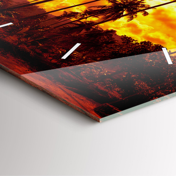 Ceas pătrat de perete din sticlă Thailanda plaja Klong Prao