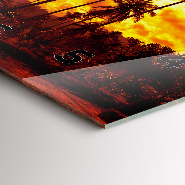 Ceas pătrat de perete din sticlă Thailanda plaja Klong Prao