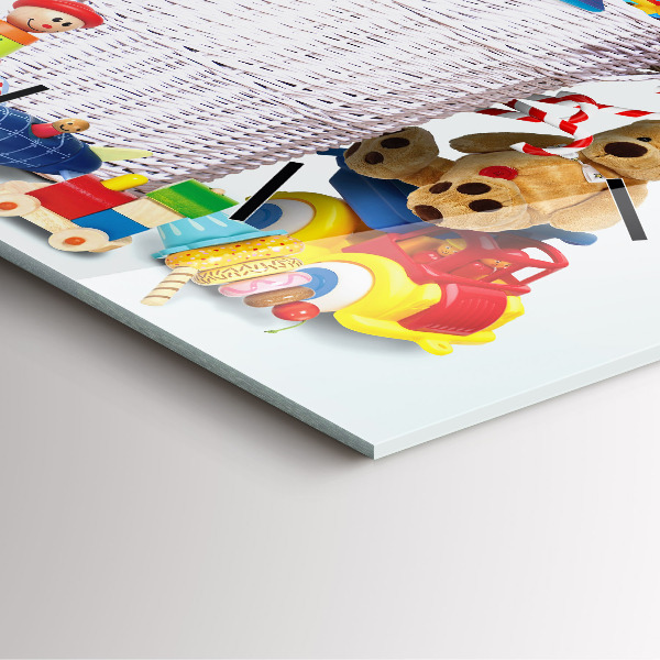 Ceas pătrat de perete din sticlă Coș de răchită cu jucării