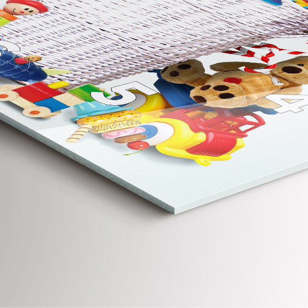 Ceas pătrat de perete din sticlă Coș de răchită cu jucării